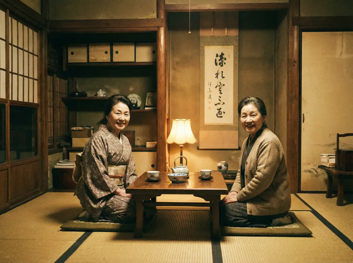 两位优雅的 脱口秀大会5免费观看完整版 在日式茶室中品茶交谈